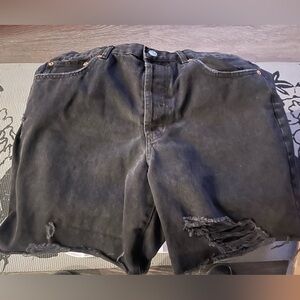 Mango black Jean shorts with rips size 12
